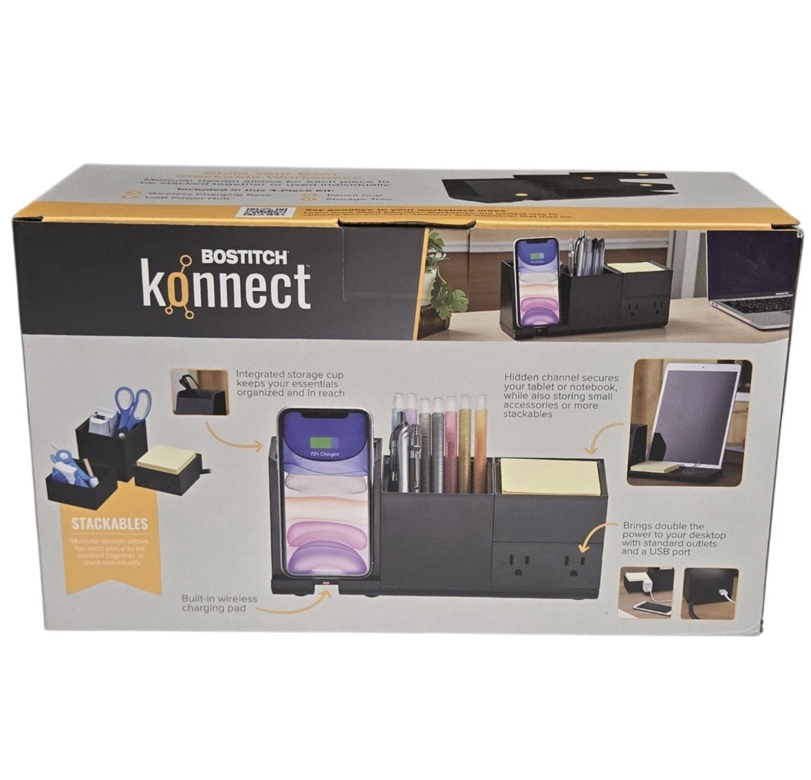 Bostitch Konnect 4 Piece Wireless Charging Desk Organizer Accessory Kit
