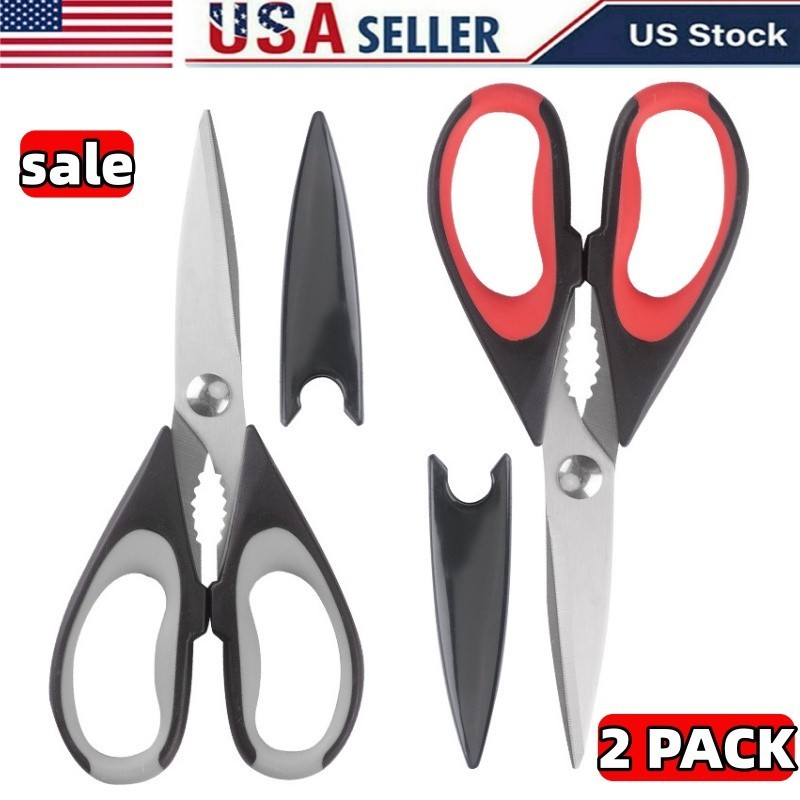 2Pack Kitchen Scissors All Purpose Heavy Duty Meat Poultry Food Shears Stainless