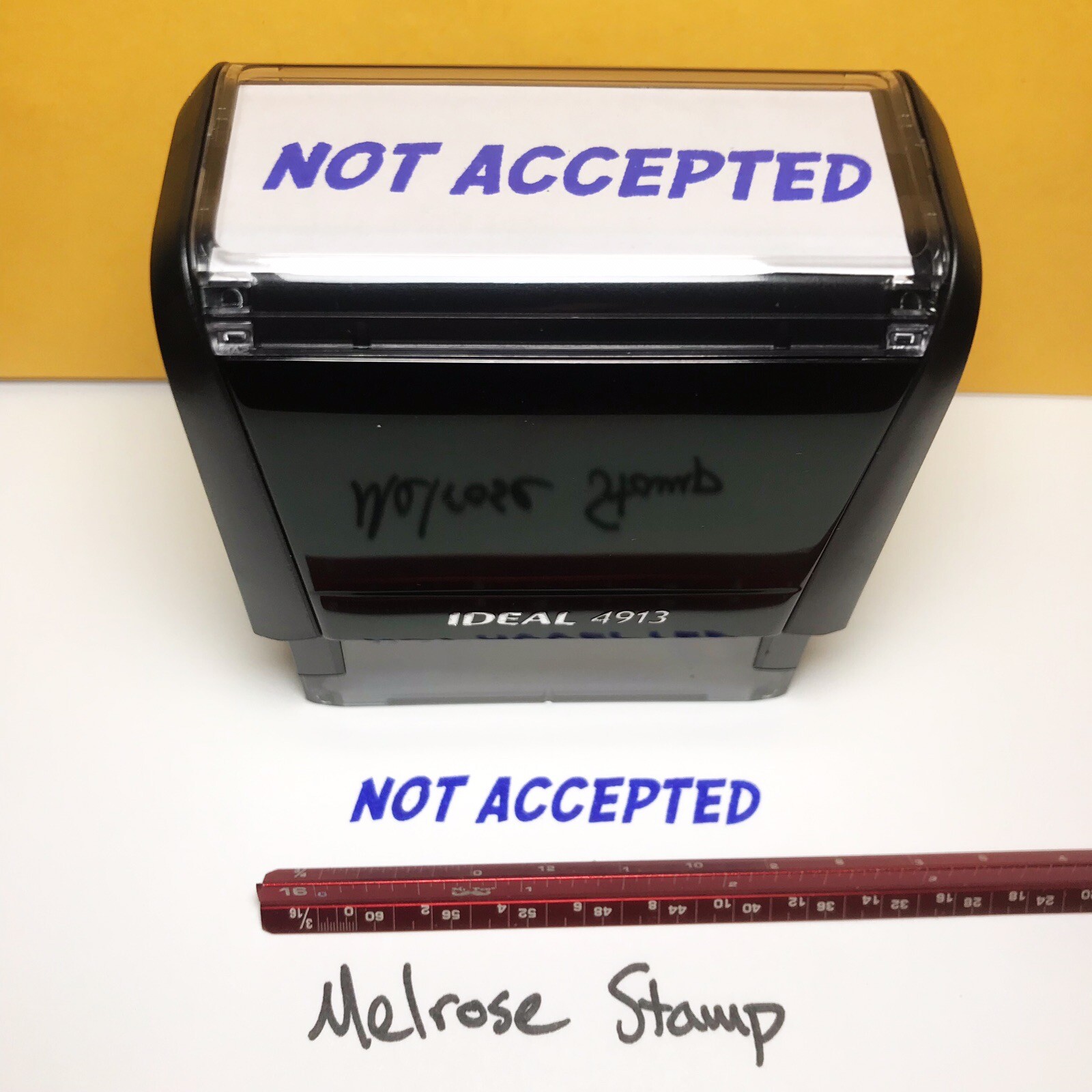 Not Accepted Rubber Stamp Blue Ink Self Inking Ideal 4913