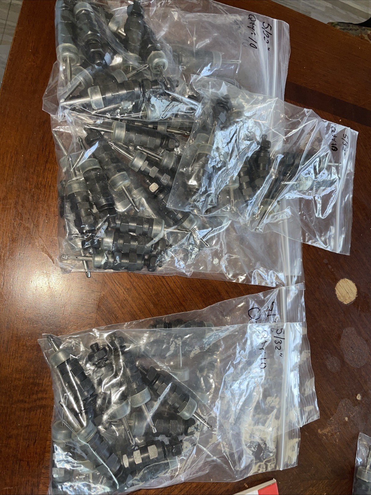 Used 5/32” Cleco Hex-Nut Fasteners, 7 Bags Of 10 Pieces, Price Per Bag