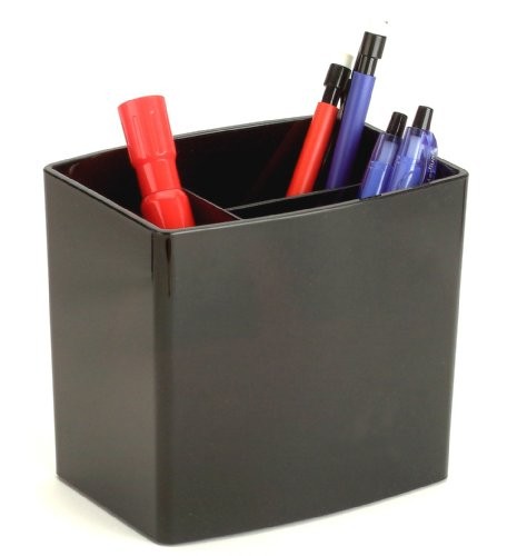 Oic Large Pencil Cup - 4.5" X 5" X 3.8" - Plastic - 1 Each - Black (OIC22292)