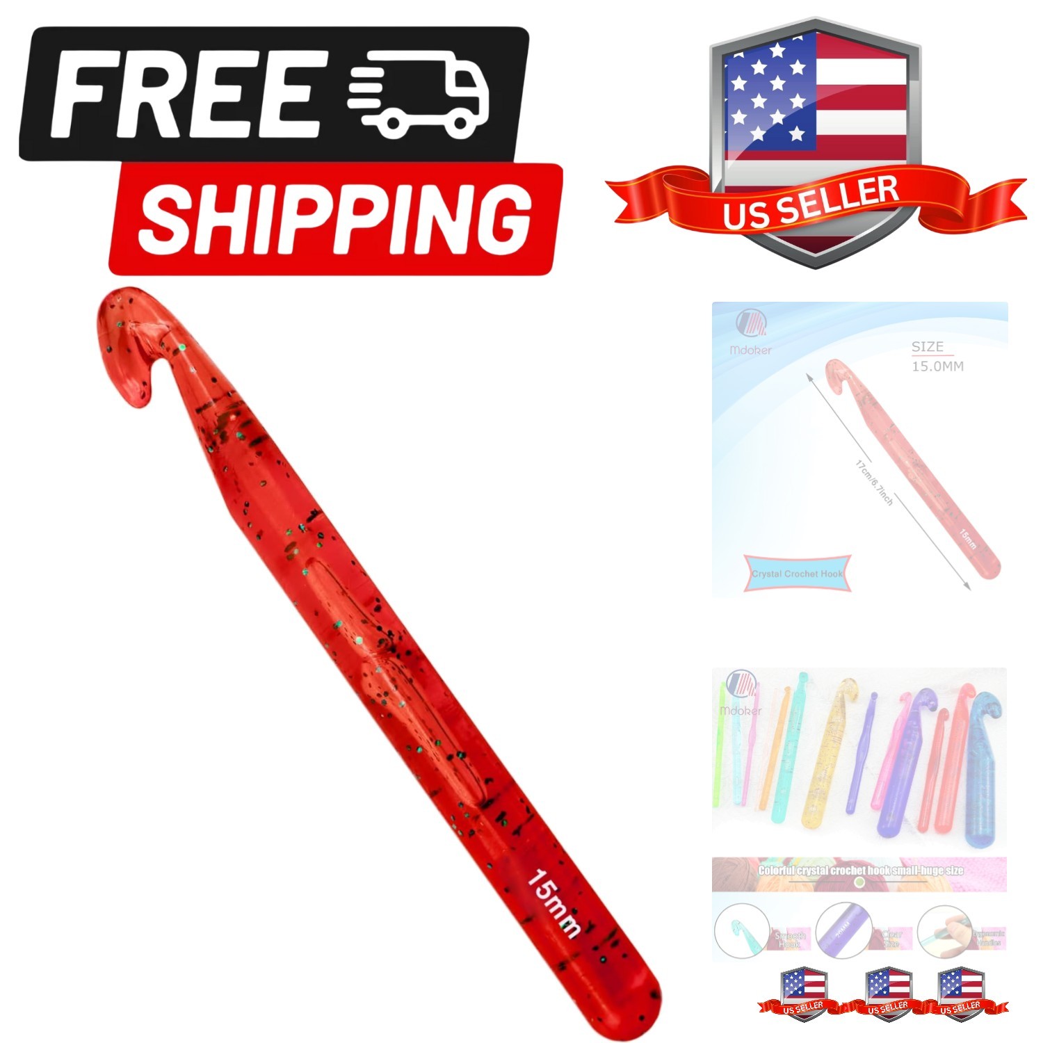 15mm Large Crochet Hook,Big Crochet Hooks for Chunky Yarn,Ergonomic Giant Nee...