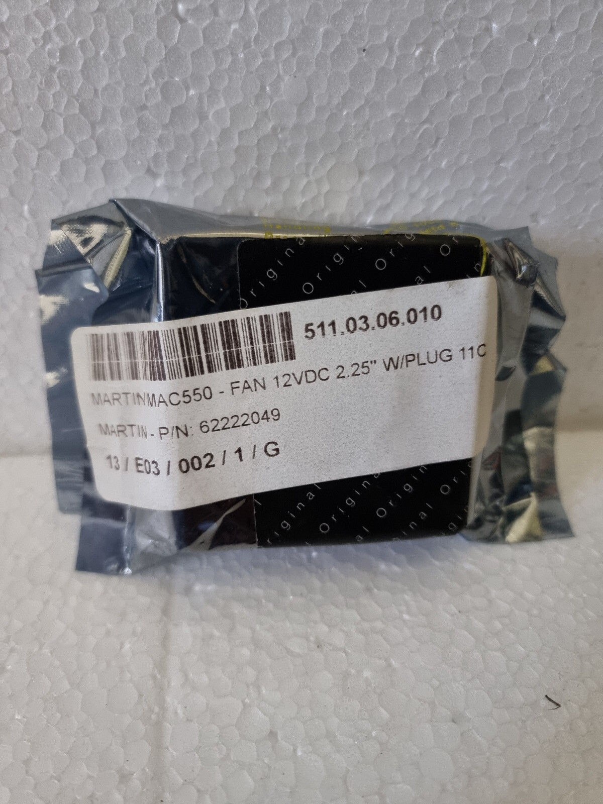 Martin mac500 fan 12VDC 2.25" with plug