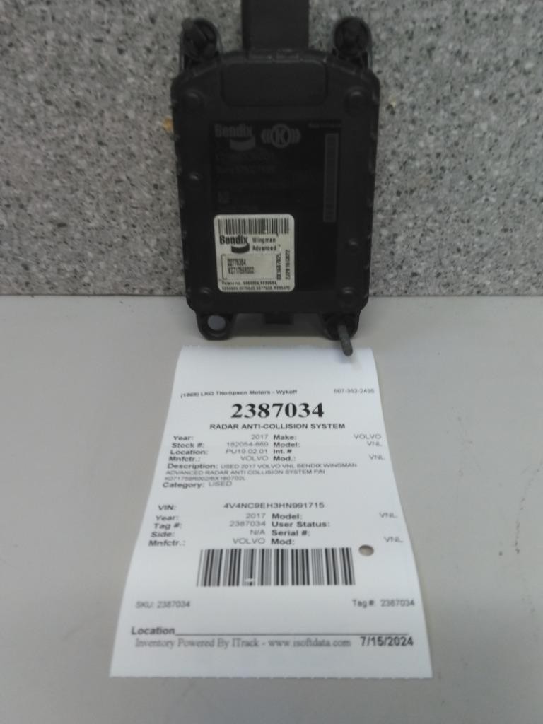 Replaces K071759R002 2017 VOLVO VNL RADAR ANTI-COLLISION MODULE ,  MN