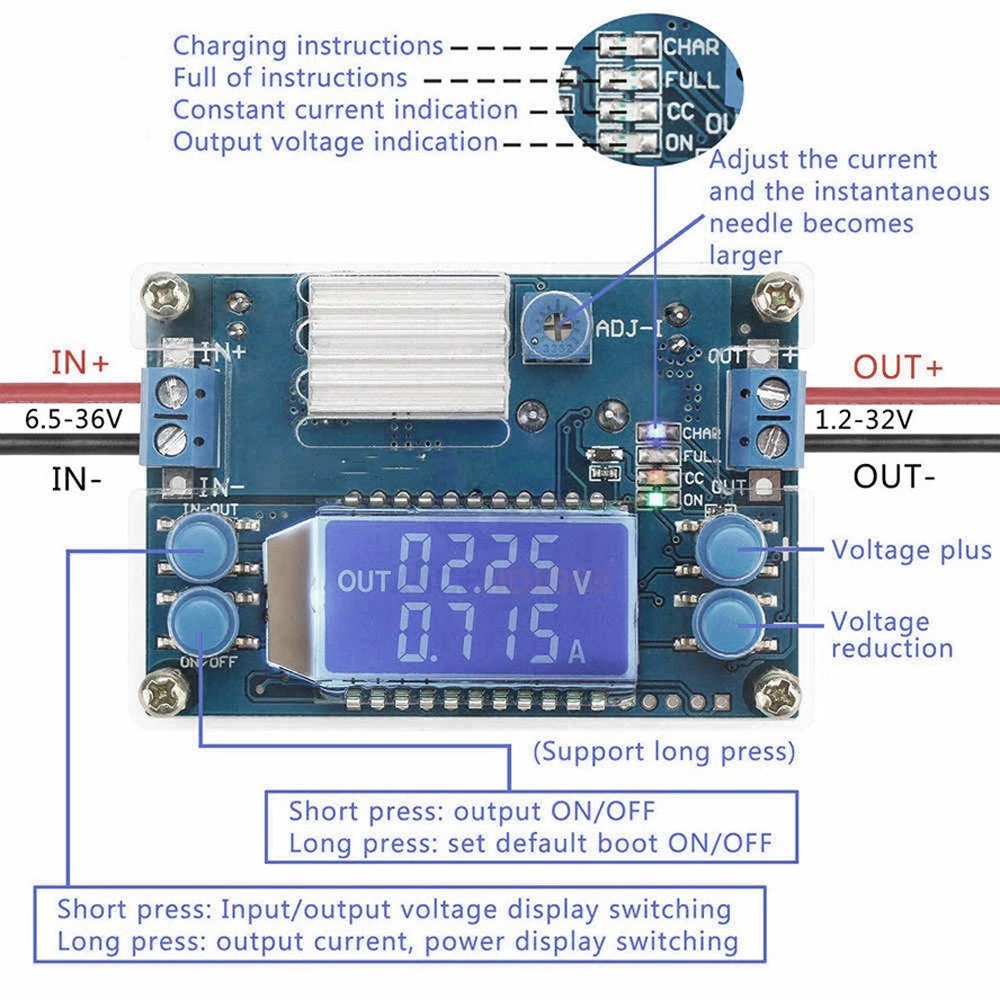 DC Adjustable Constant Voltage Current Step-Down Buck Power Converter w/Case USA