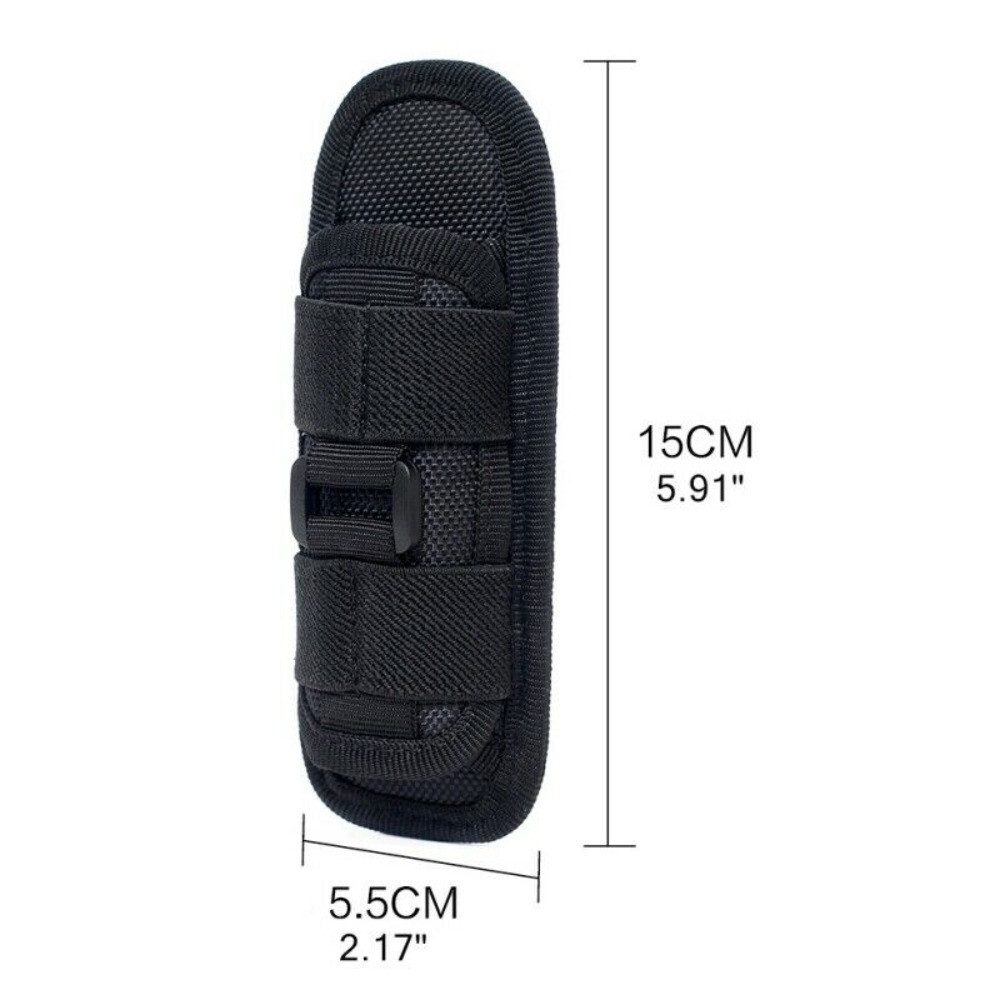 Tactical Flashlight Pouch Adjustable Torch Carry Case with 360-Degree Rotatable