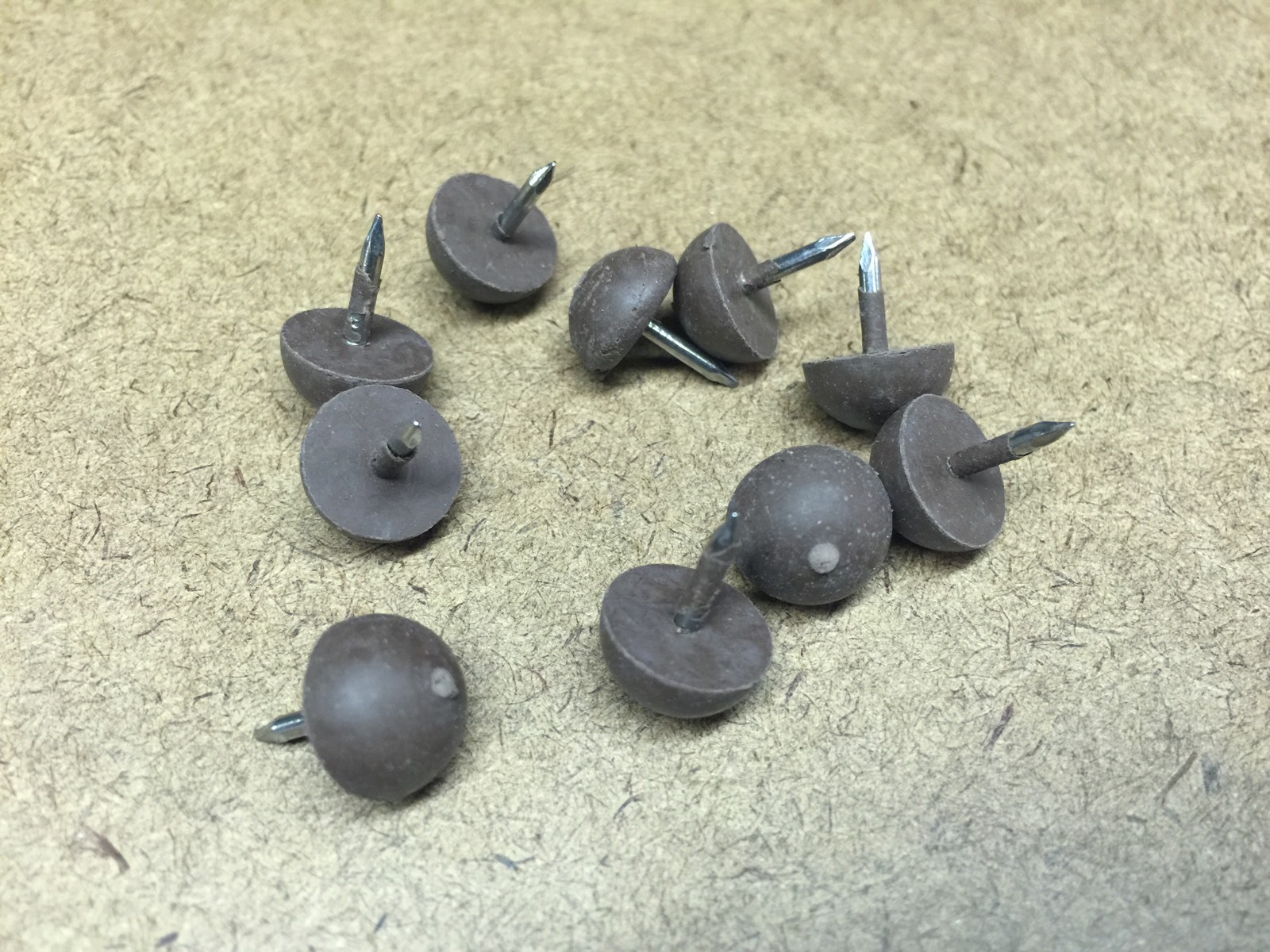1/2" Brown Rubber Head Nail Piano Cabinet Bumper 10 Pack, vintage radio feet