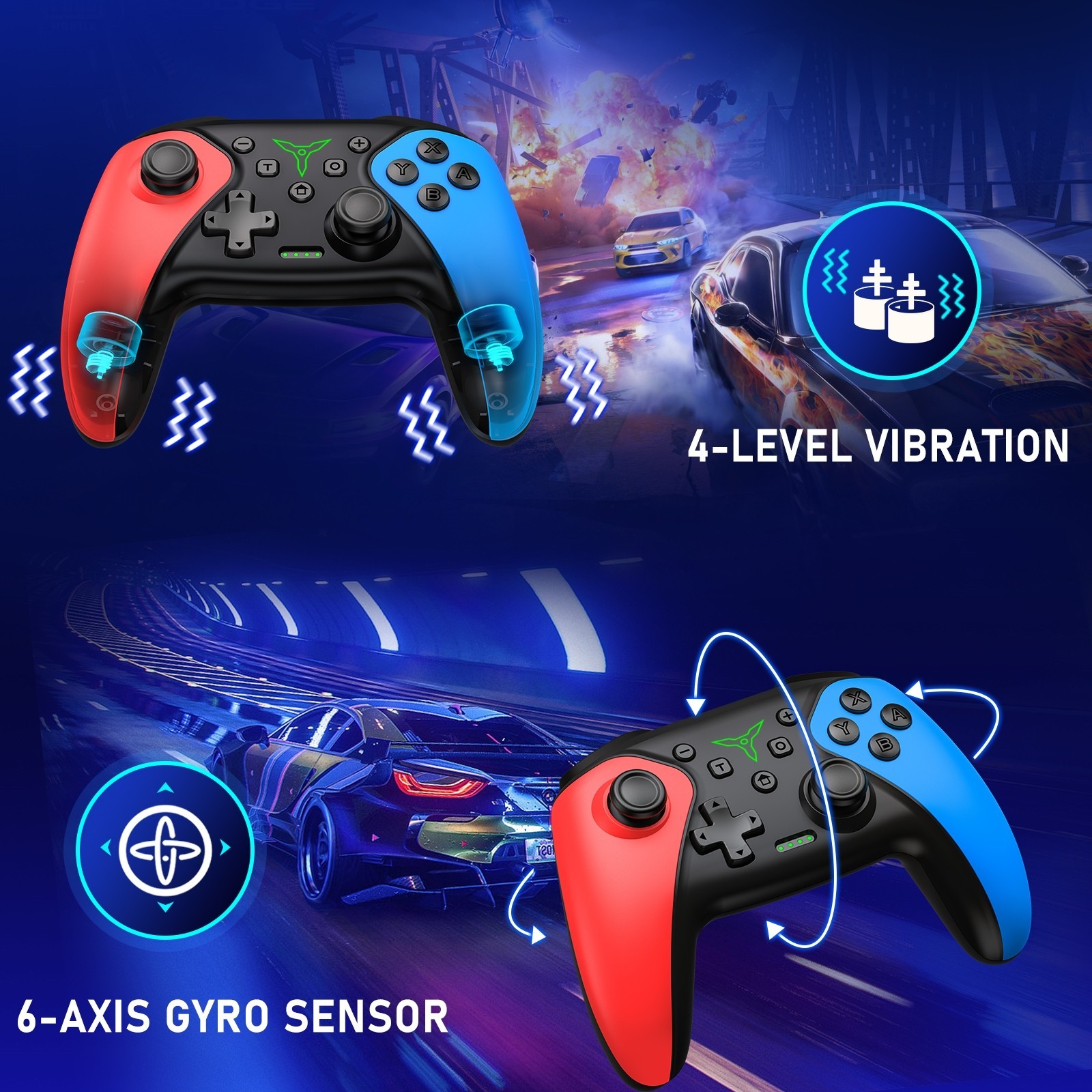 2Pcs Wireless Switch Controller for Nintendo Switch/Switch 2/Lite/OLED Controlle