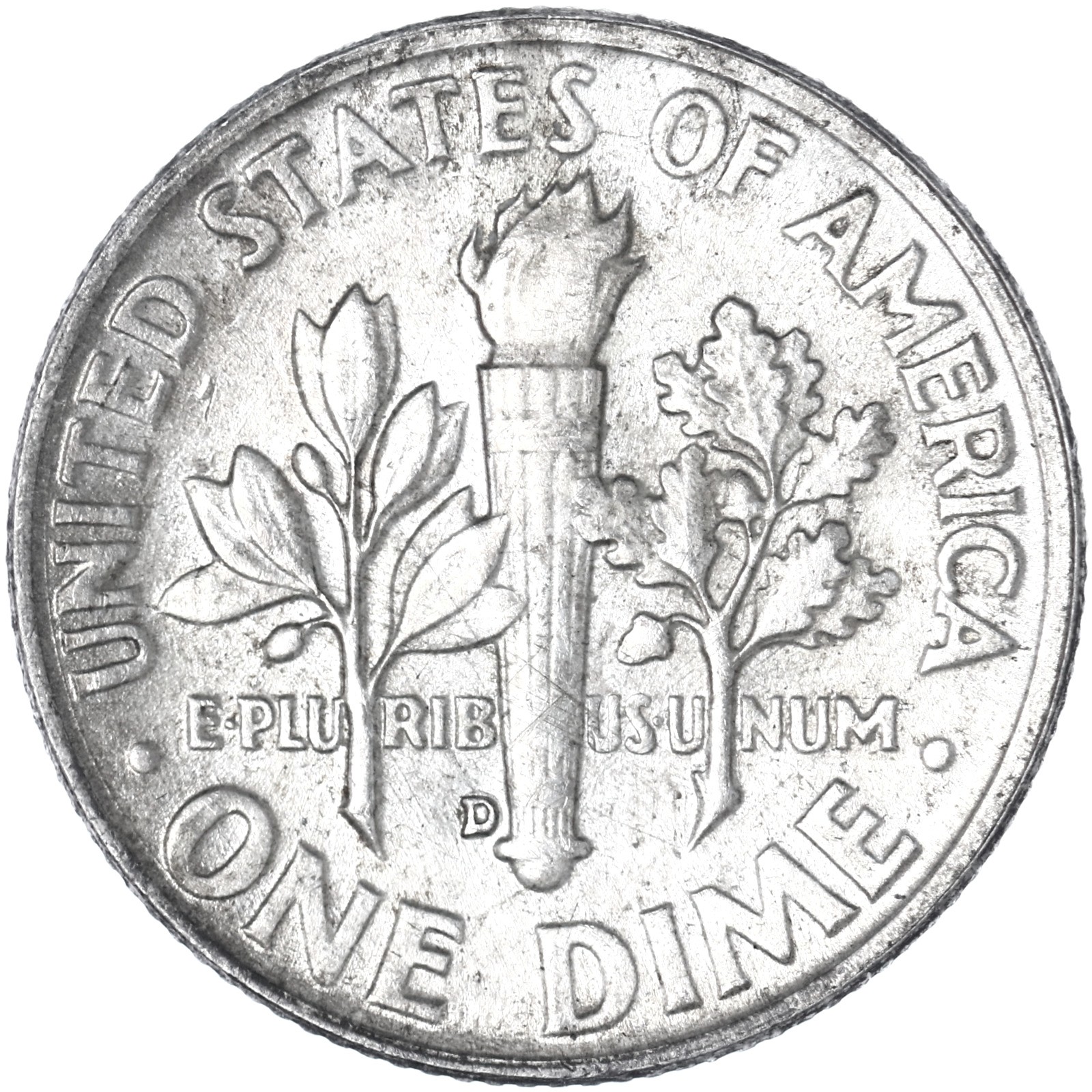 1954 D Roosevelt Dime 90% Silver About Uncirculated AU
