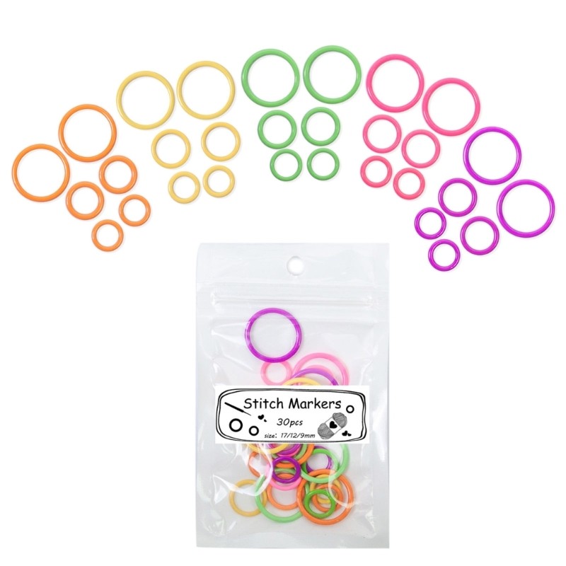 30 Pcs O-Rings Stitching Markers Colorful Knitting Markers for Knitting