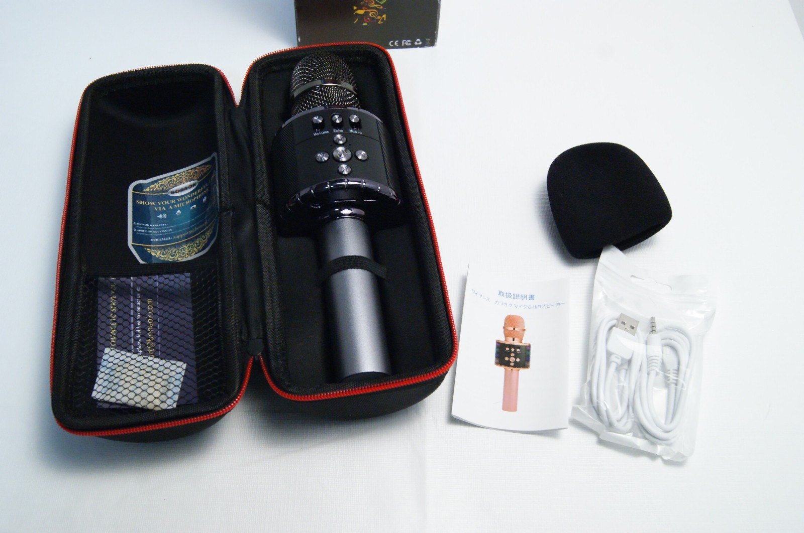 BONAOK Bluetooth Karaoke Microphone – Wireless Handheld Mic LED Lights Open Box