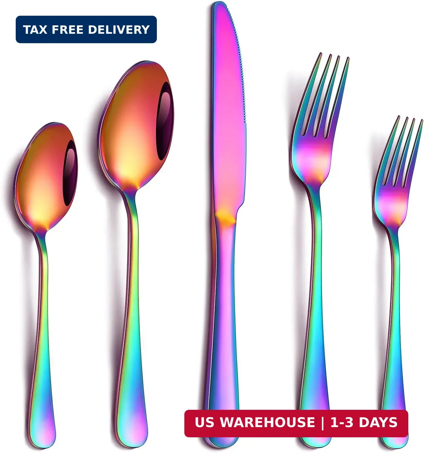 PHILIPALA 20 Piece Rainbow Silverware Set, Stainless Steel Flatware Set for 4 Co