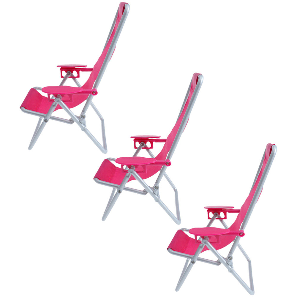 3Pcs Dolls House Miniature Folding Miniature Beach Chair Model Dolls Beach Chair