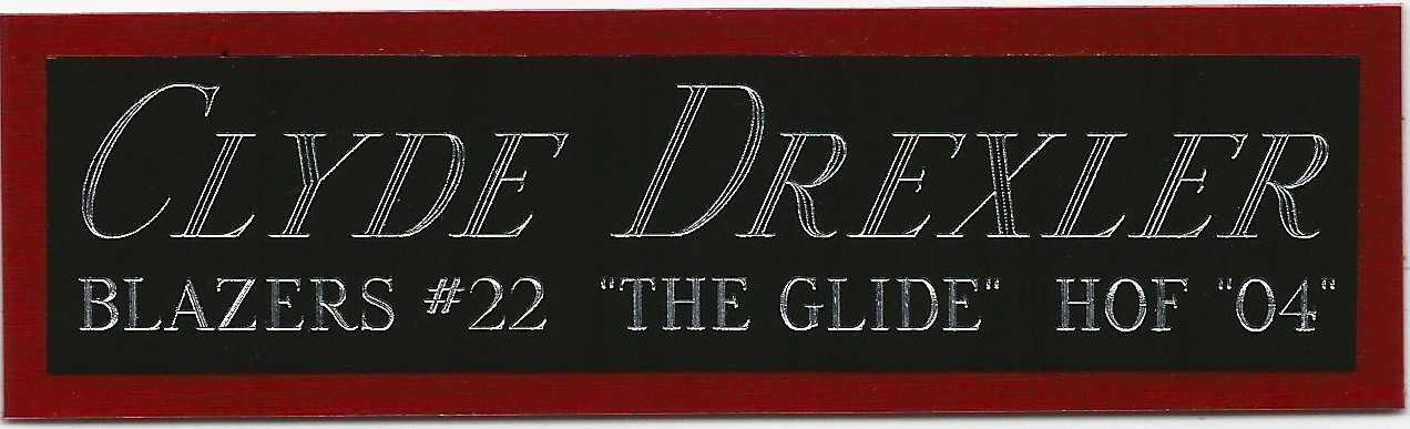 CLYDE DREXLER BLAZERS NAMEPLATE FOR AUTOGRAPHED SIGNED BASKETBALL-JERSEY-PHOTO