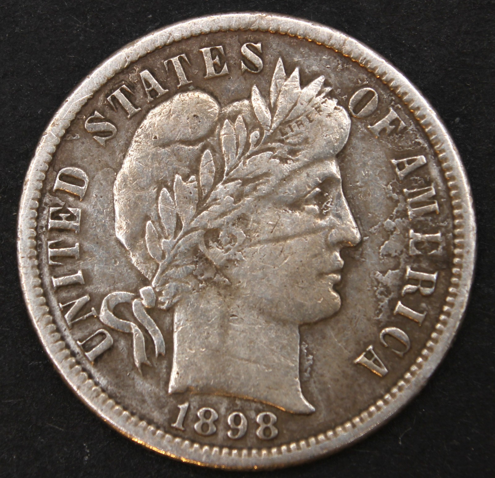 1898 o barber dime- Choice EF OBV SCRATCH- SMH660
