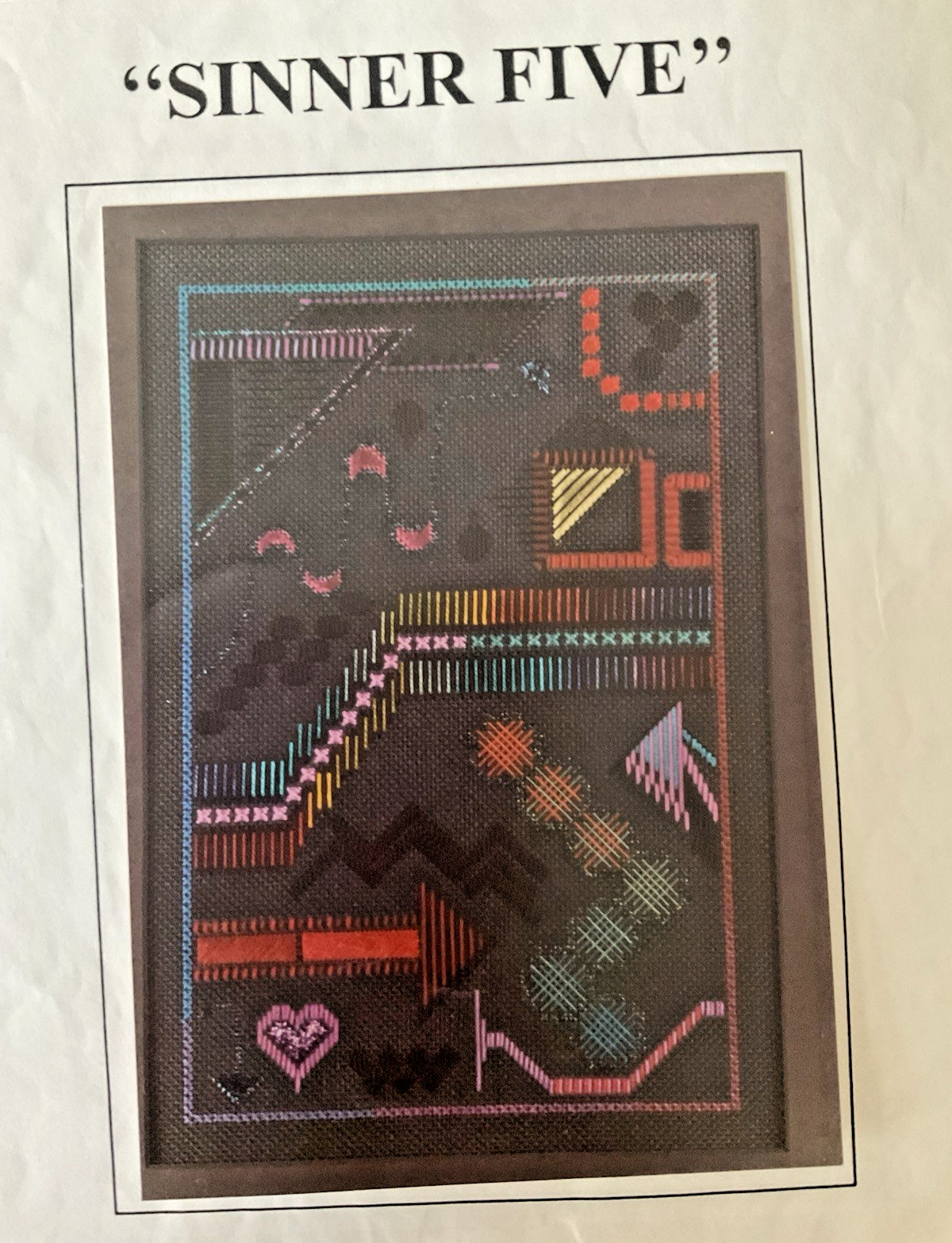 Susan Portra Needlepoint Chart Sinner Five Designed for 18 Ct Black Canvas