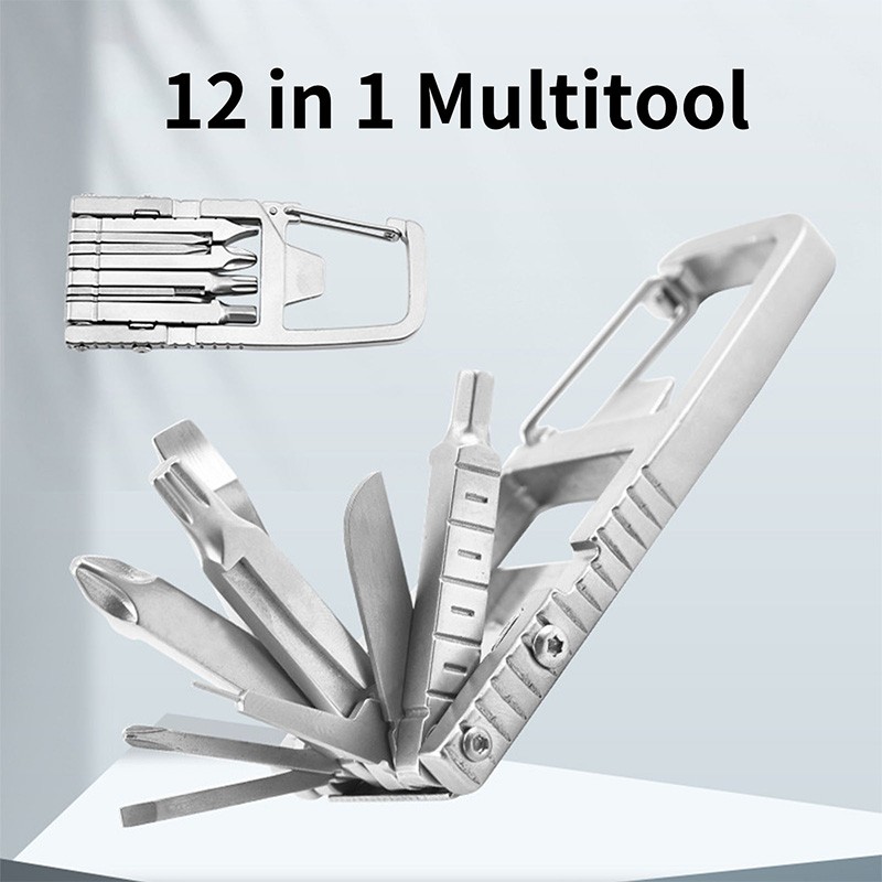 12 in 1 Multitool Stainless Steel Folding Cross Slot Hex Star Screwdriver Bit