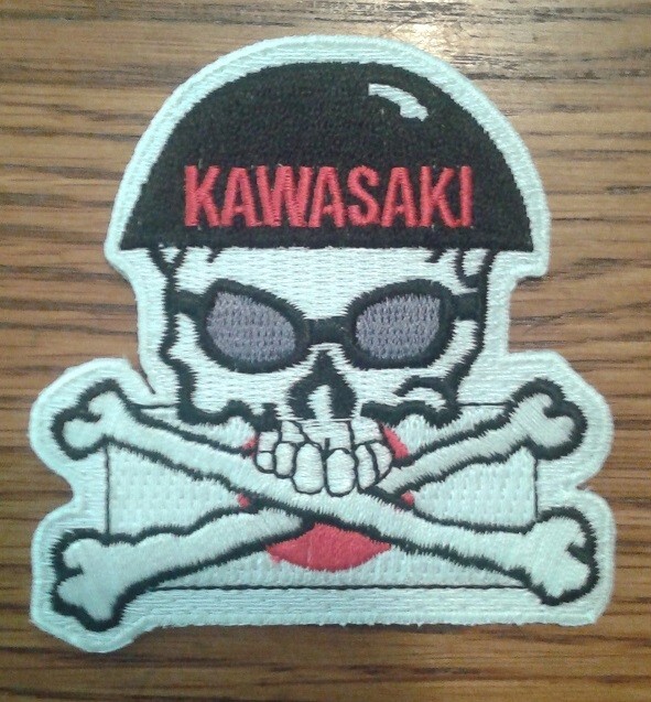 Kawasaki skull with Japan flag patch. 3 inch. New
