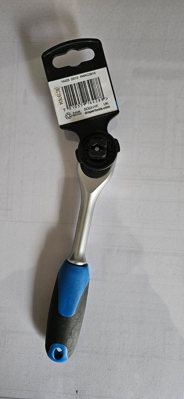 Draper 16428 72 Tooth Reversible Soft Grip Ratchets 3/8" Sq. Dr.