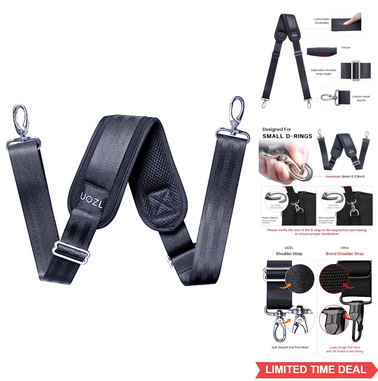 Padded Shoulder Strap 59 Inch Replacement Bag Strap Nylon Adjustable Two Way