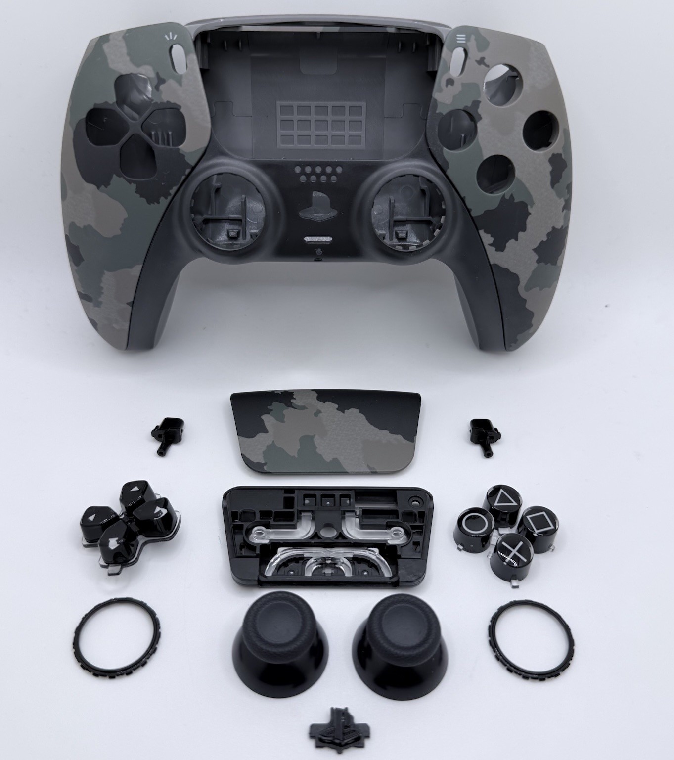 PS5 DualSense Controller Front Back Shell Case for PlayStation 5 Gray Camouflage