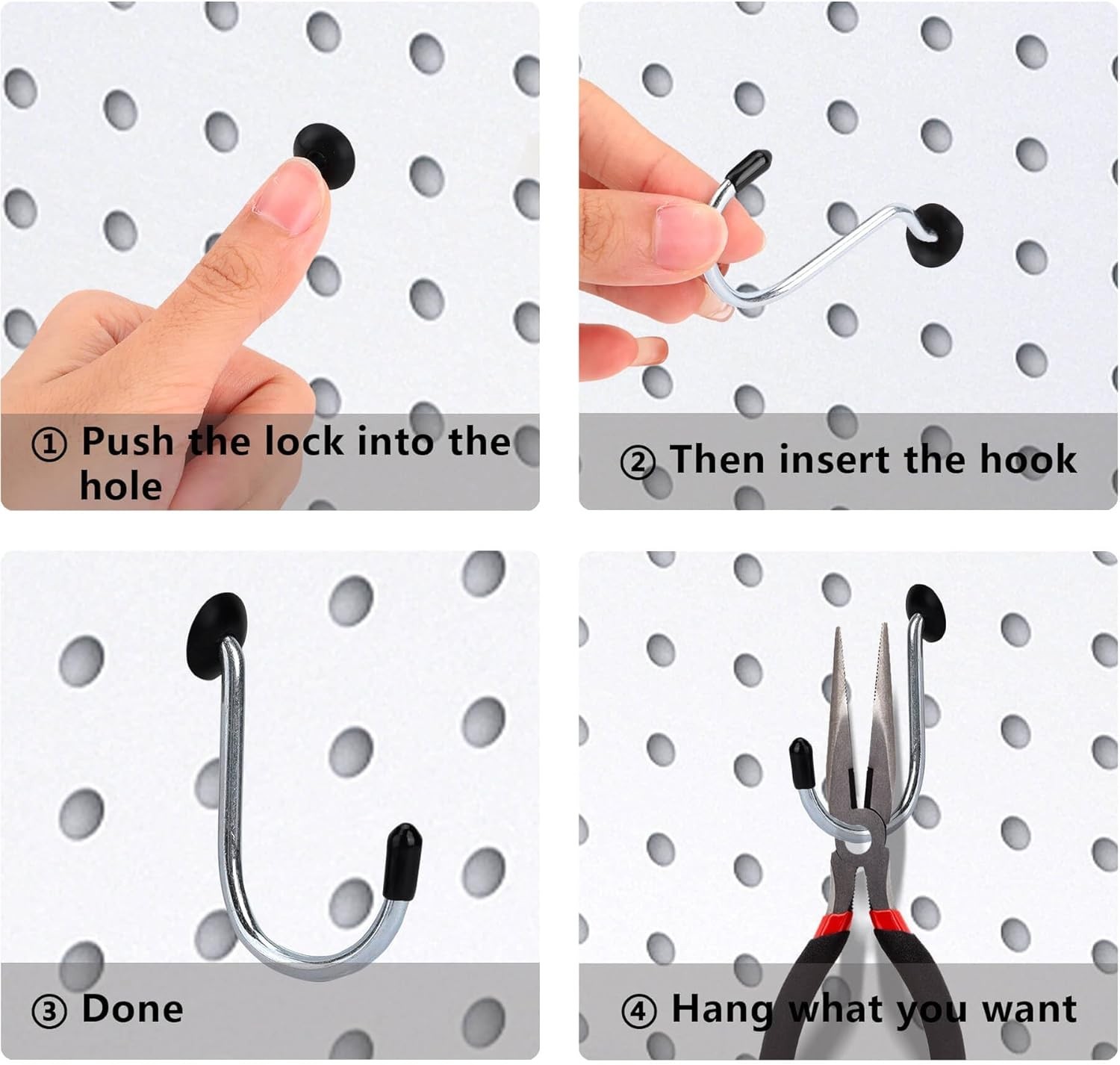 Universal Pegboard Hook Locks - 60 PCS Rust Resistant for Optimal Storage
