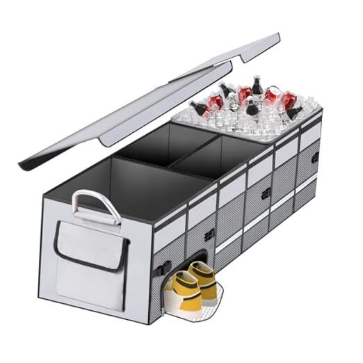 Car Trunk Organizer and Storage with Separate Compartment for 1 Pair of Grey