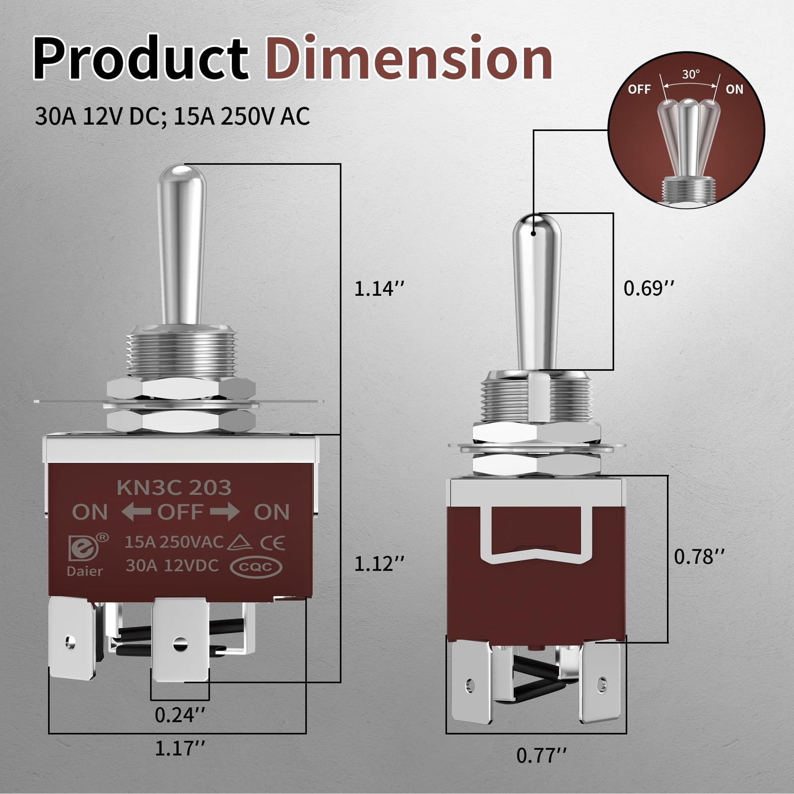 Latching Reverse Polarity Switch 12V 30A 3 Position Toggle Switch Waterproof ...
