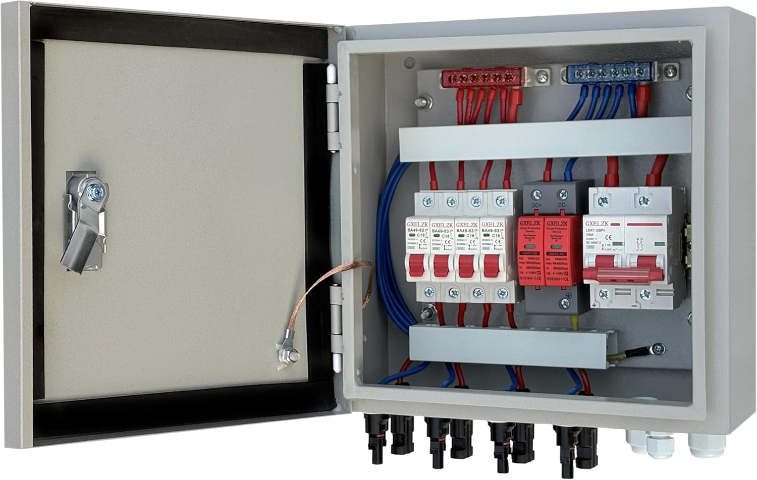 Durable 4-String Solar Combiner Box with 80A Circuit Breakers for Off-Grid Use