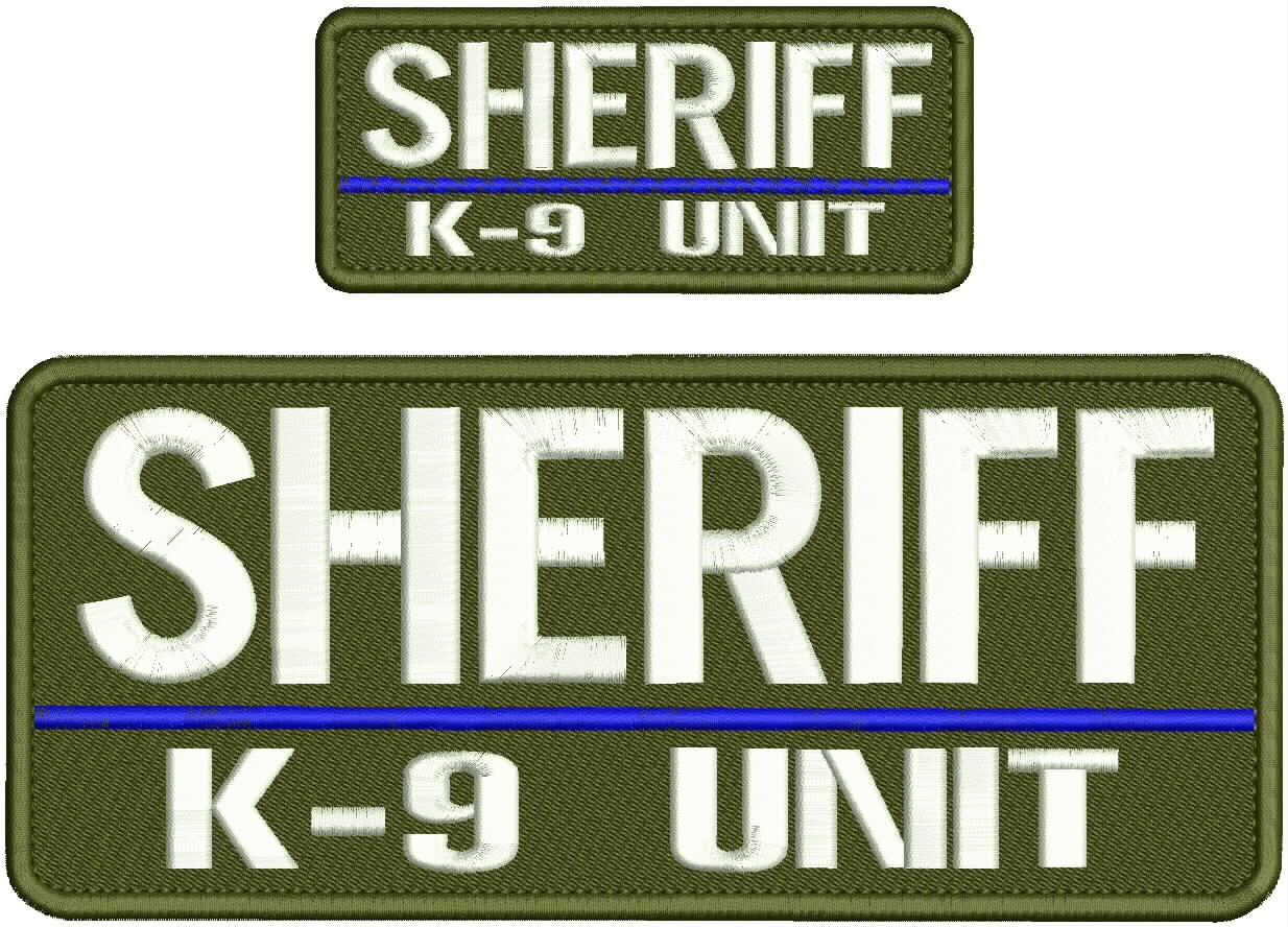 Collectible 2 Embroidery Patch Sheriff K-9 Unit 4x10 &2x5 White On Od Green