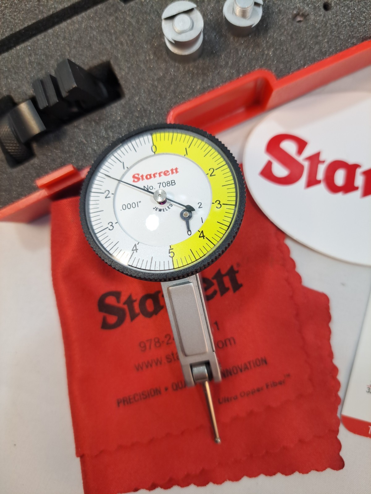 Starrett 708B Precision Dial Test Indicator Set .0001" with Case and Accessories