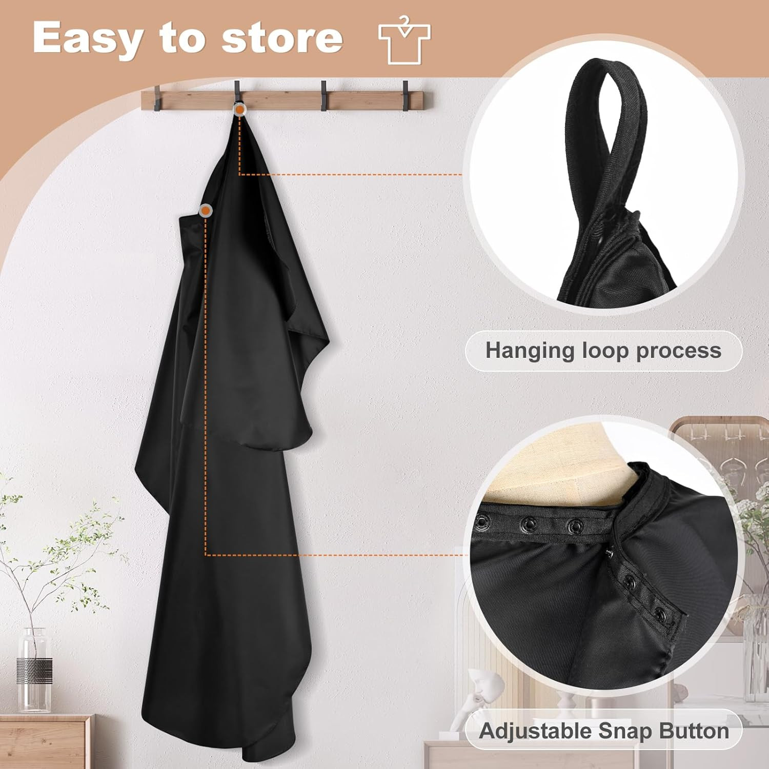 Hair Cutting Cape with Adjustable Snap Closure, Professional Barber Cape, Hai...