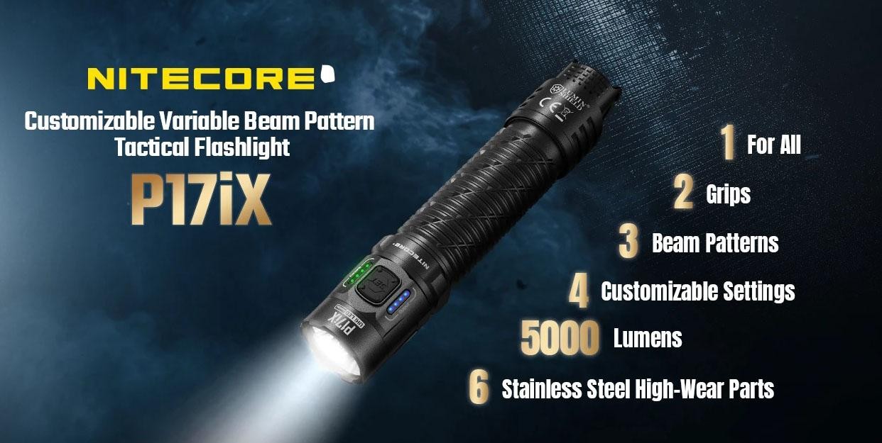Nitecore P17iX Rechargeable Customizable Variable Beam Pattern Tactical Flashlig