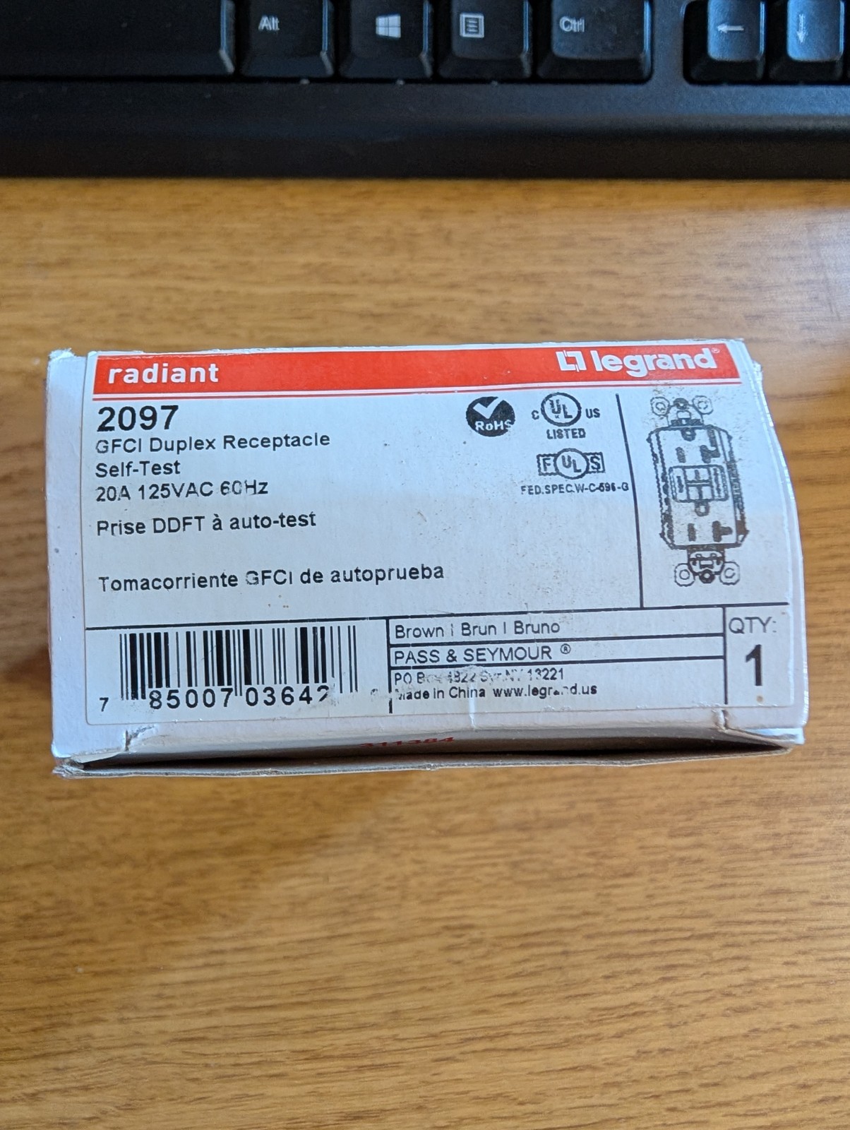 Legrand 2097 GFCI Duplex Receptacle Brown 20A 125VAC 60Hz - New In Box