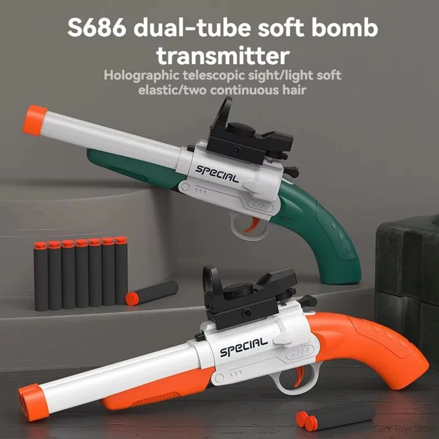 Double Barreled Toy Gun S686 Rifle Dual Soft Bullets Airsoft Launcher Outdoor Sp