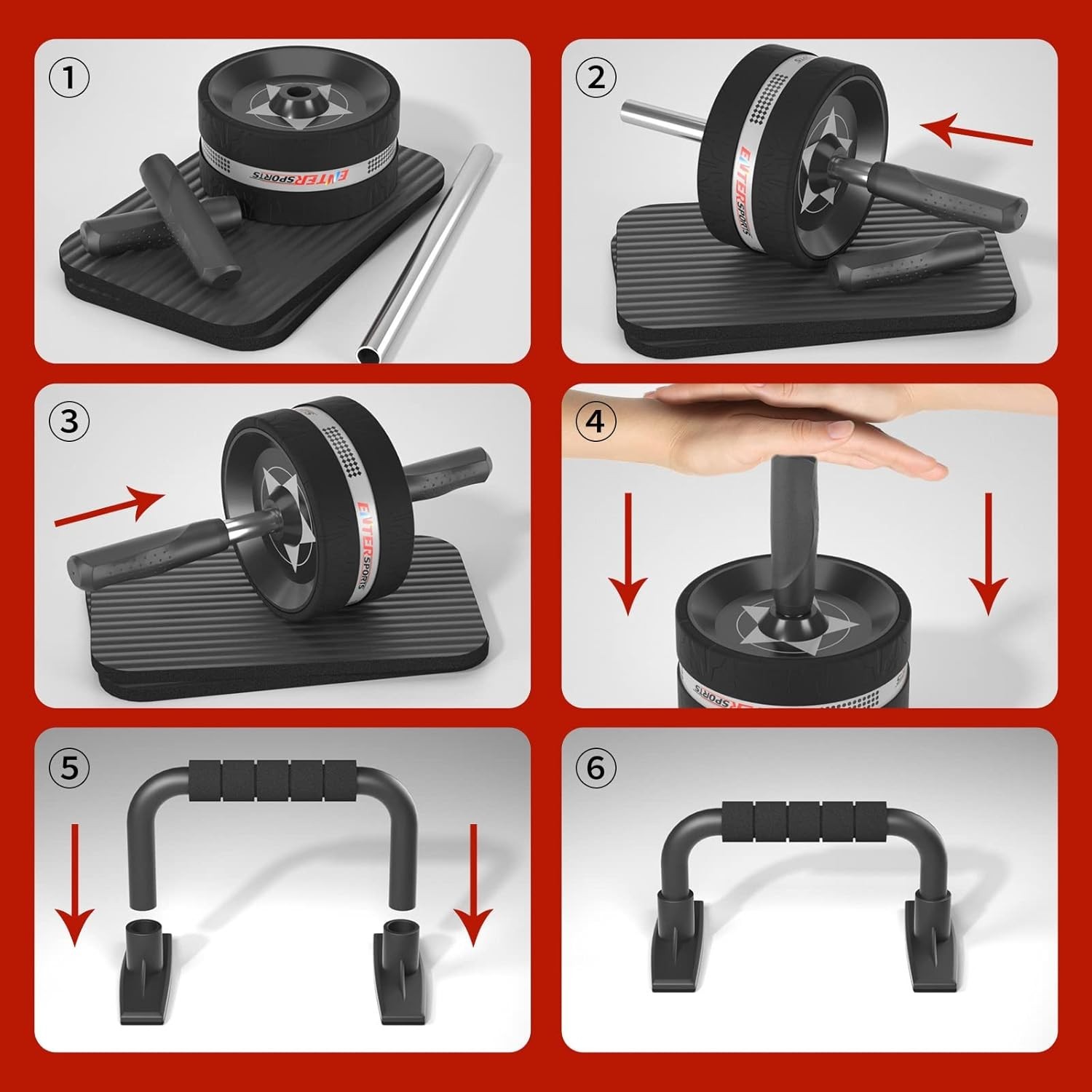 Ab Rollers Wheel Kit, Exercise Wheel Core Strength Training Abdominal Roller ...