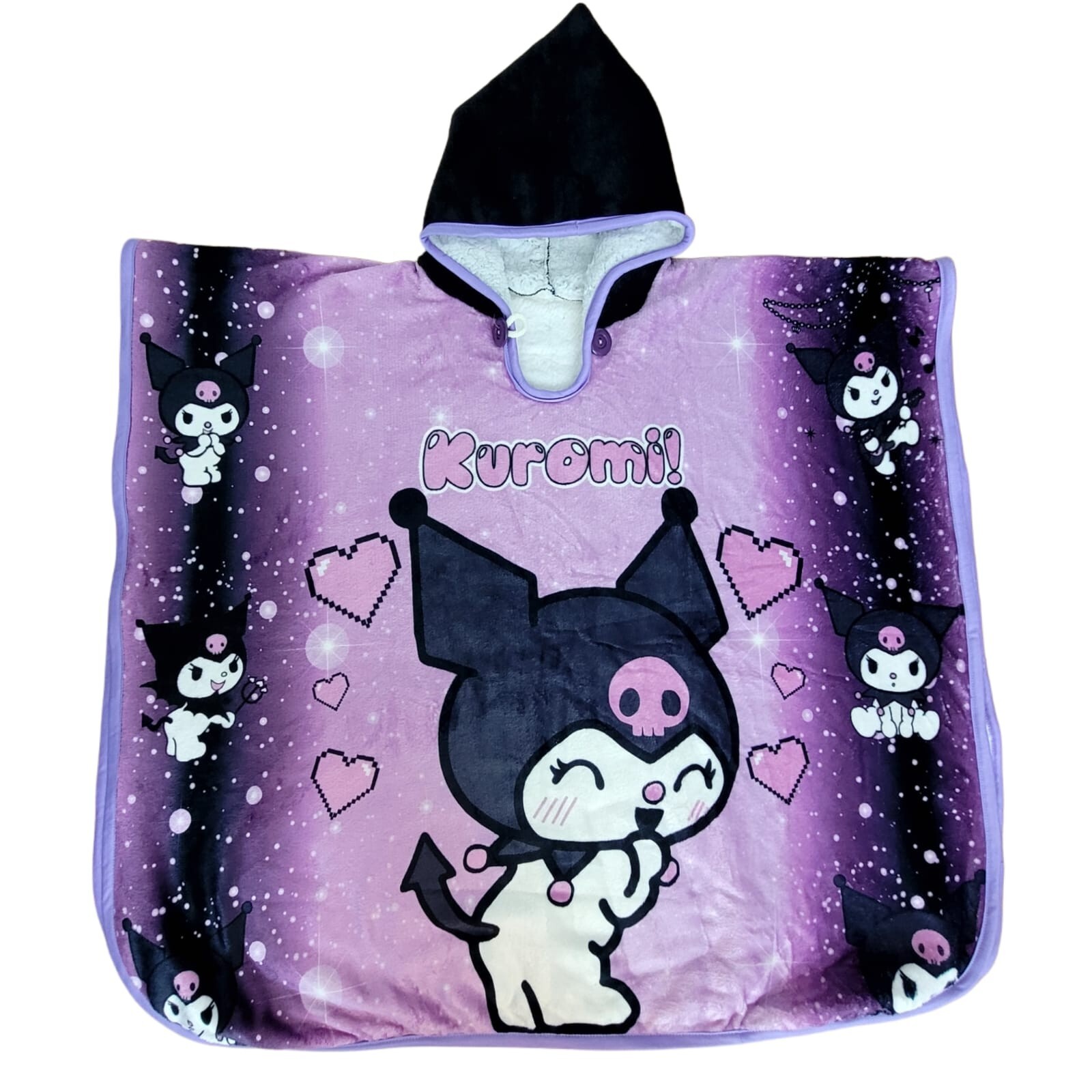 Fits Thermal poncho ruana for childrens with Kuromi design