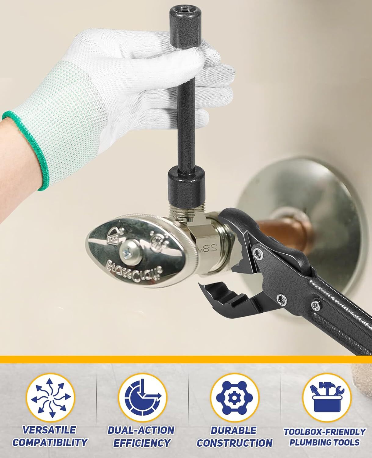Angle-On Plumber Wrench for Installing New Compression Nuts Plumbing Tool