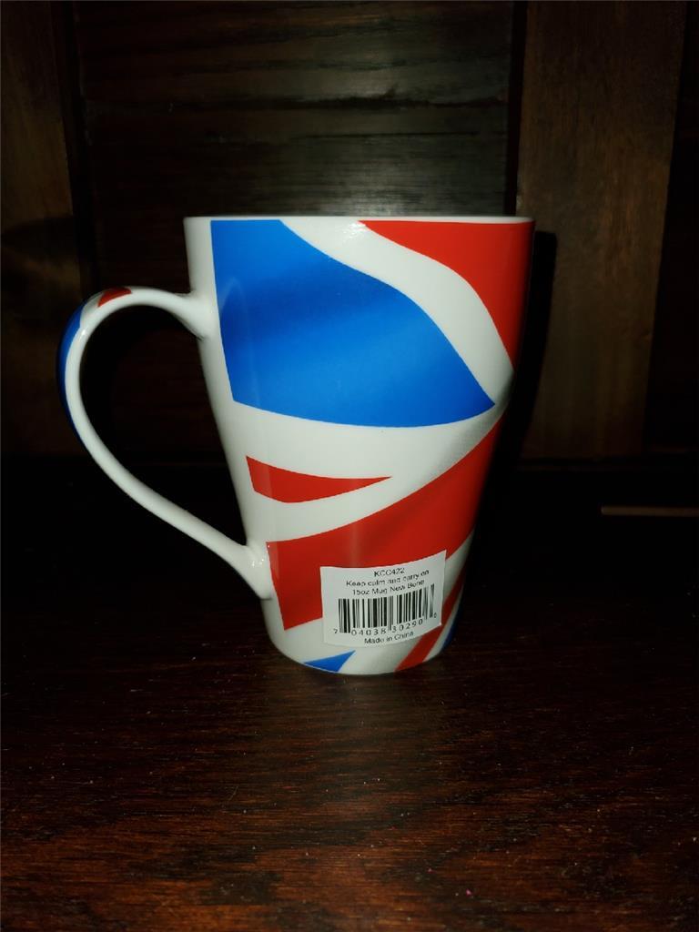 New CARDEW KEEP CALM CARRY ON 15 oz MUG UNION JACK COFFEE CUP