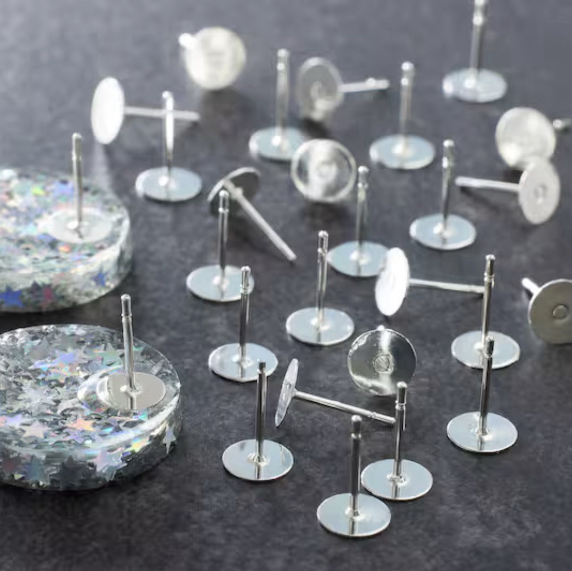 Flat Earring Posts by Bead Landing 6mm With Backs Qty:20