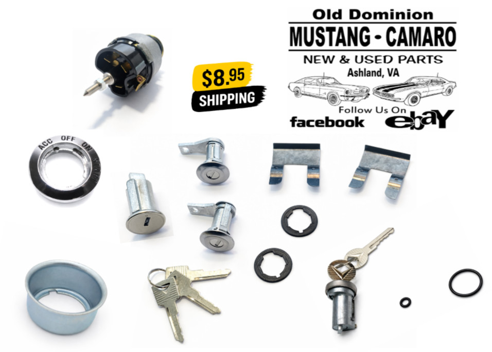 1965–1966 Mustang Ignition Switch, Spacer, Bezel, Door / Trunk Lock Kit