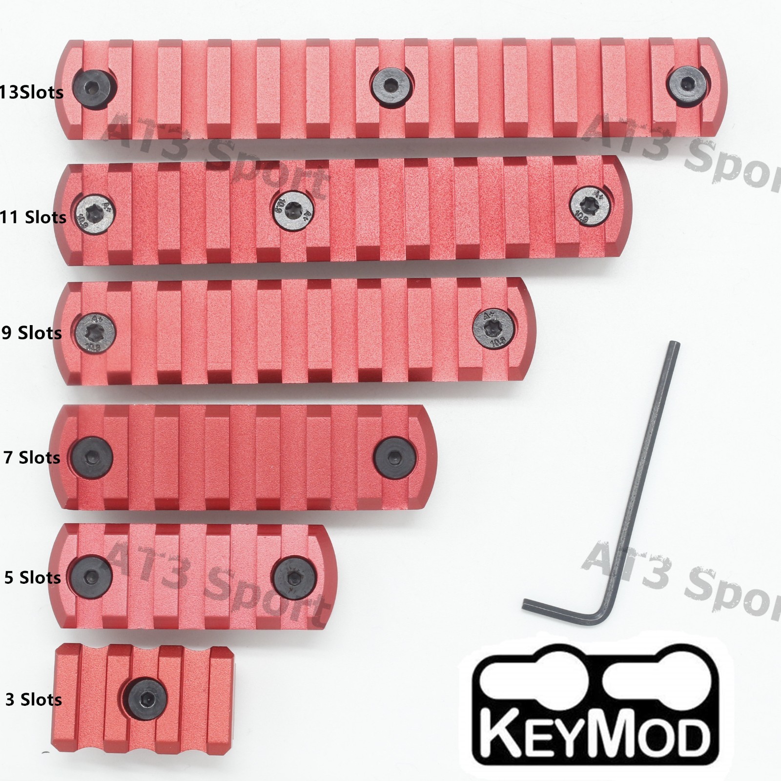 Red 3/5/7/9/11/13 Slots Picatinny Rail Section Segment Mount Fit Key mod