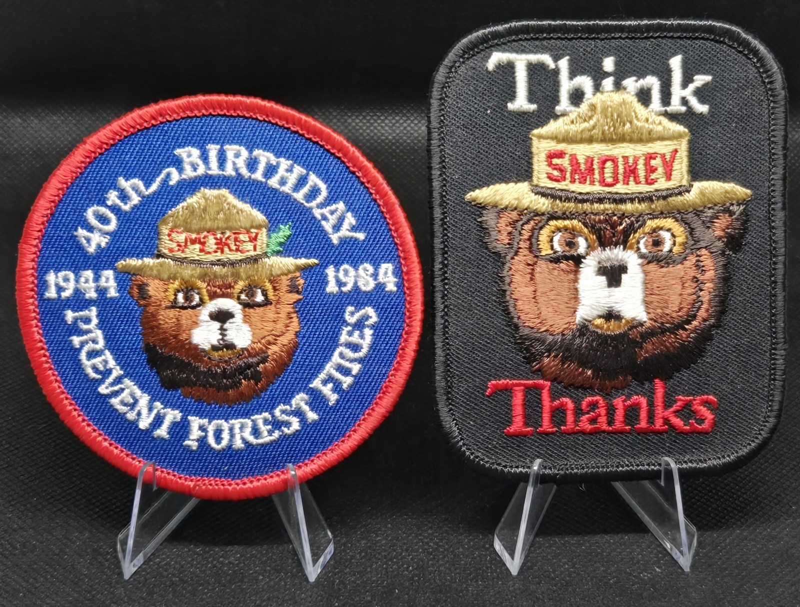 VINTAGE SMOKEY THE BEAR EMBROIDERED PATCHES