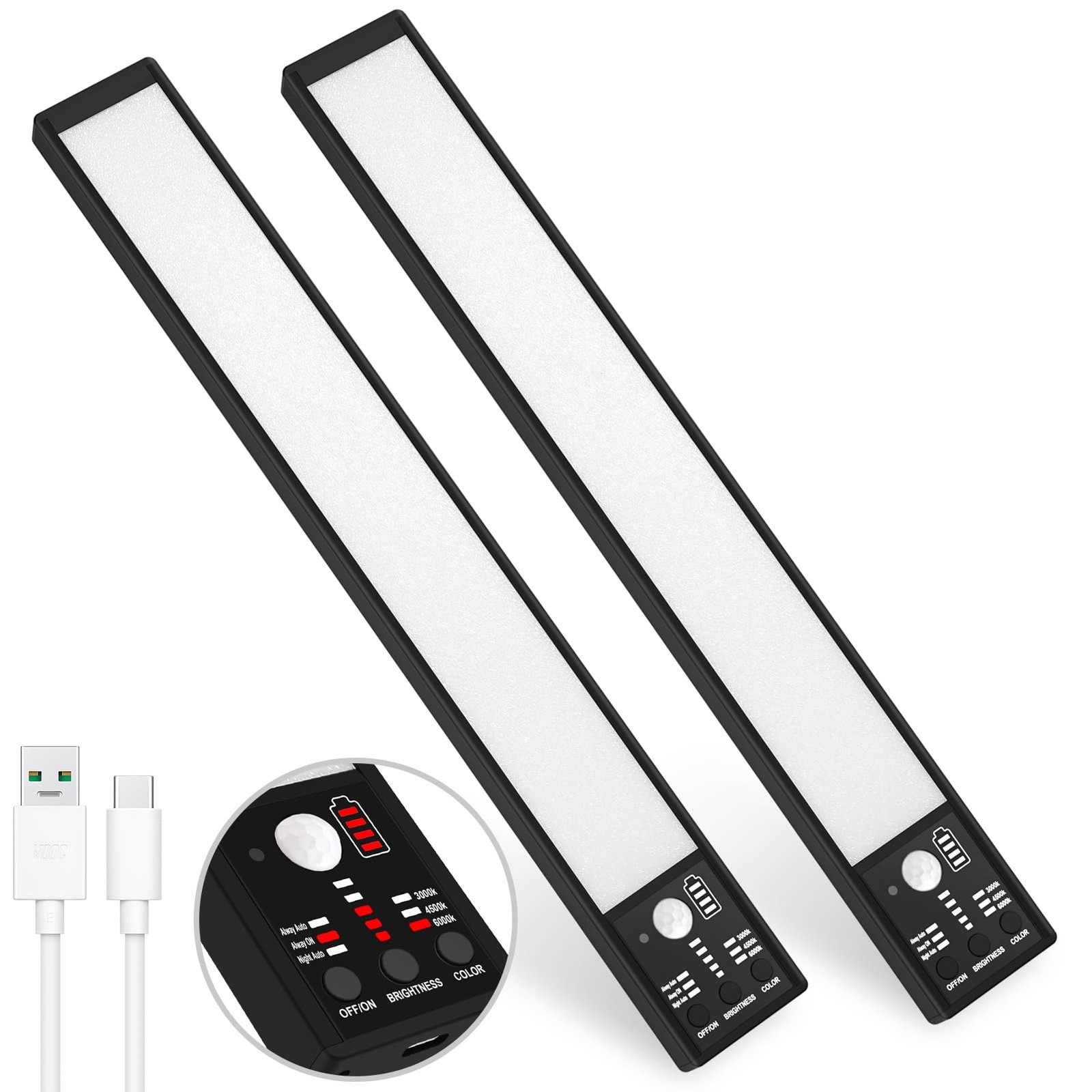 Under Cabinet Lights 116LEDs Rechargeable Motion Sensor Light Indoor 3200mAh ...