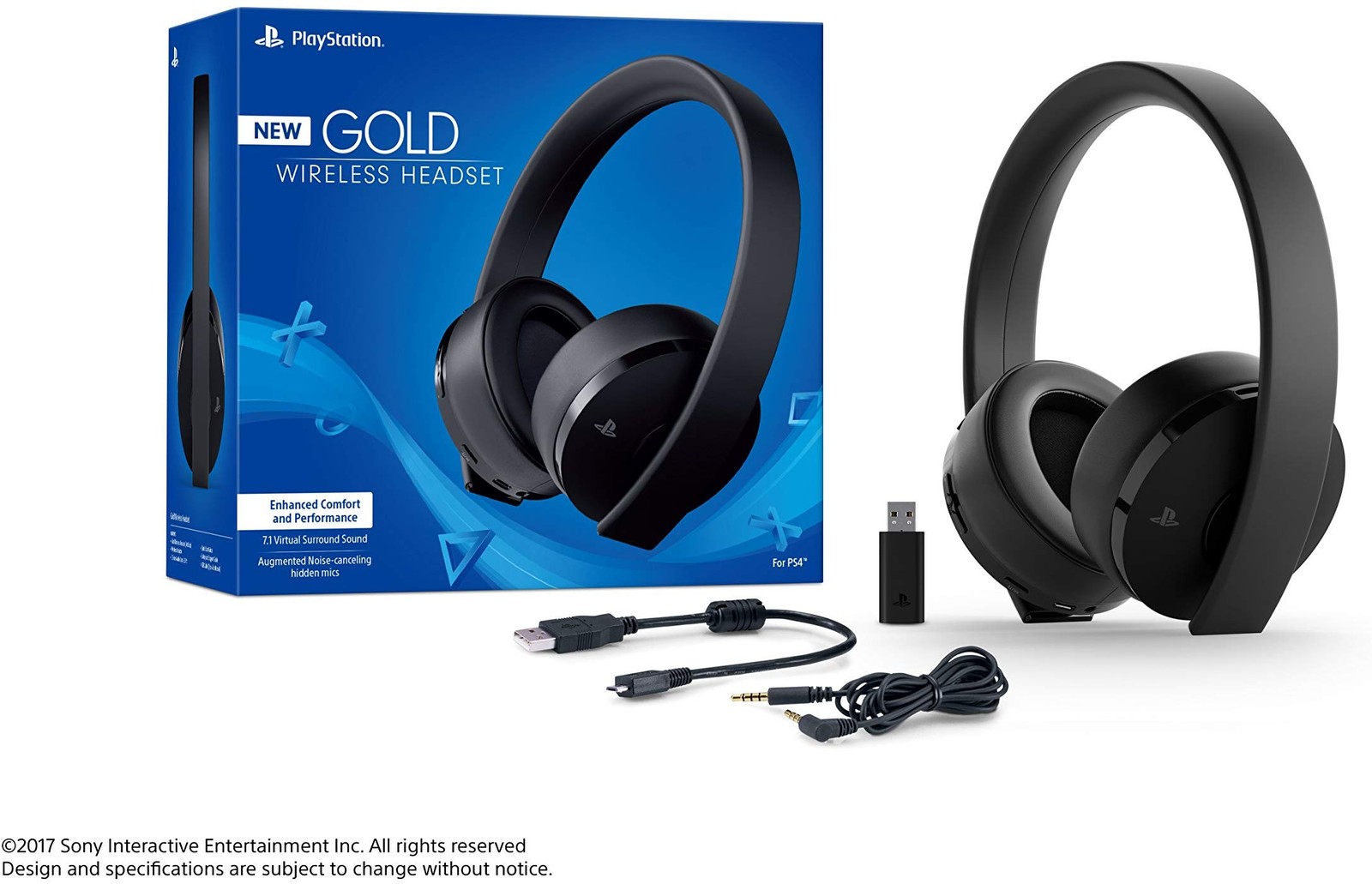 Sony PlayStation 4 Gold Wireless Headset Surround Sound PS4 - Black