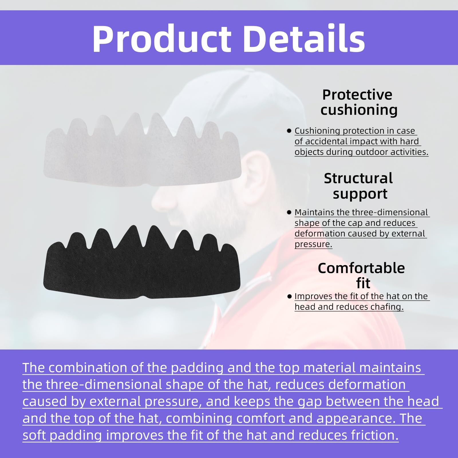 30Pcs Hat Sweat Liner Inserts Shapers for Baseball One Size, Black, White