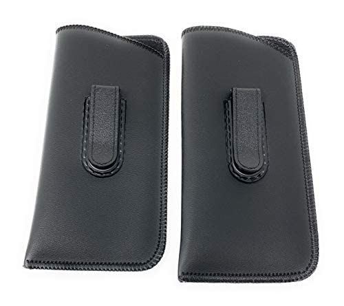 2 PACK Full Clip Soft Lined Protector Vertical Eyeglass Case Synth.Leather Black