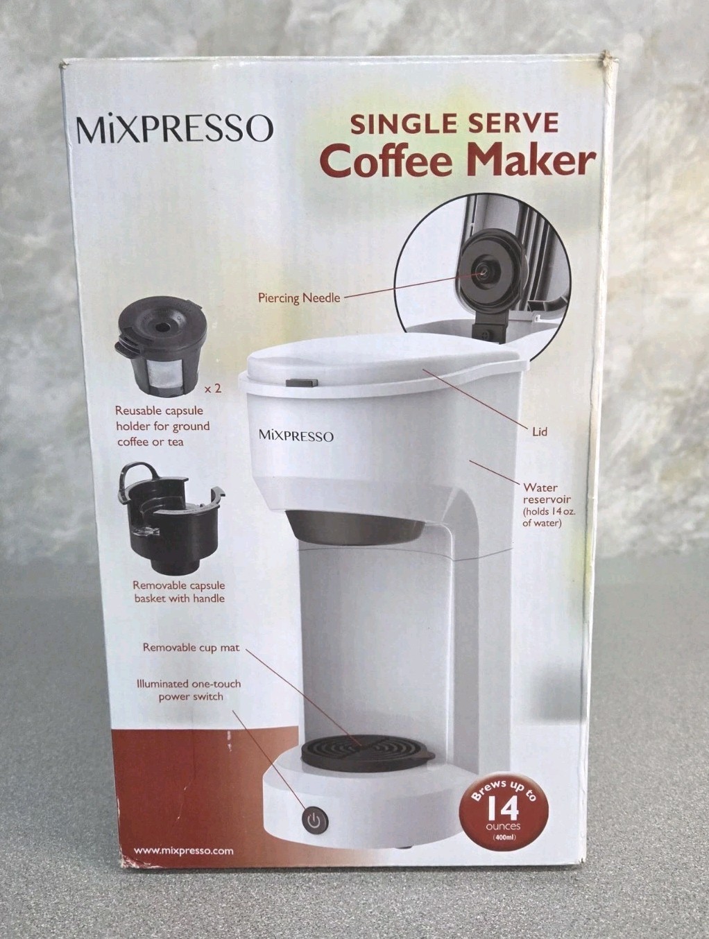 Mixpresso 2 in 1 Coffee Brewer, Single Serve Coffee Maker with Reuseable K Cup