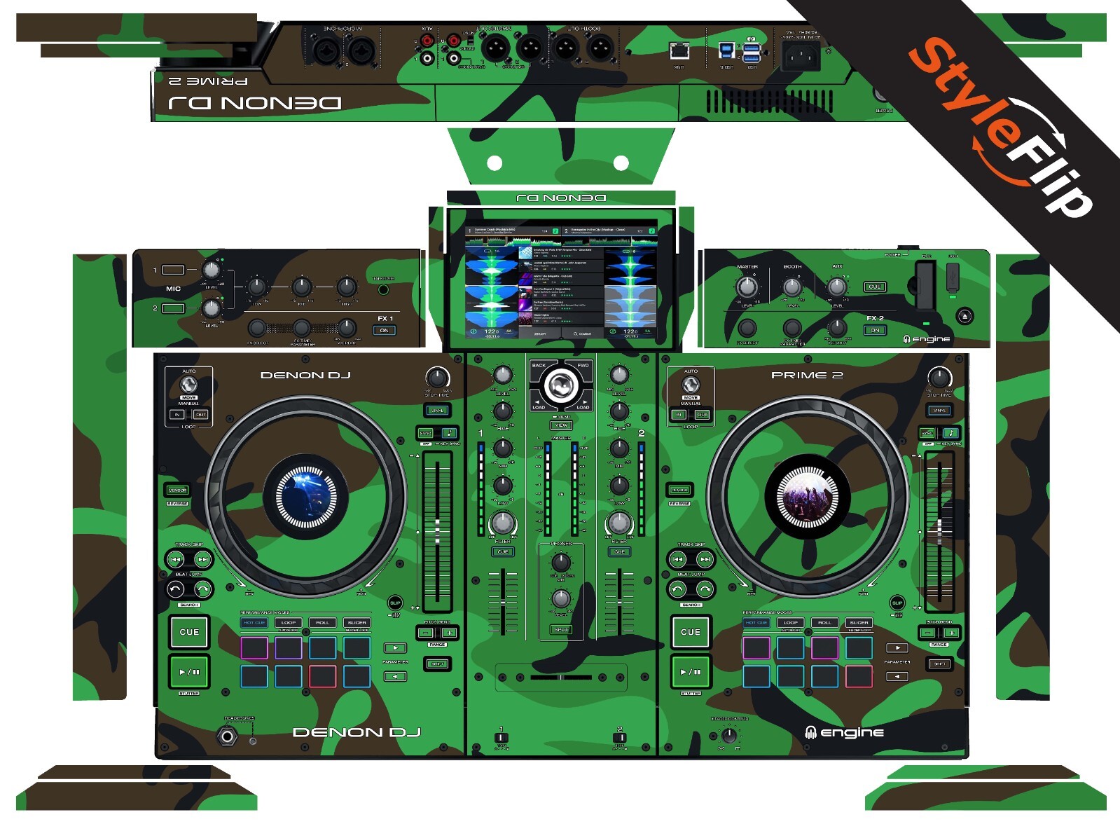 Denon Prime 2 Skin | Green Camo | Protective Decal | StyleFlip Skins