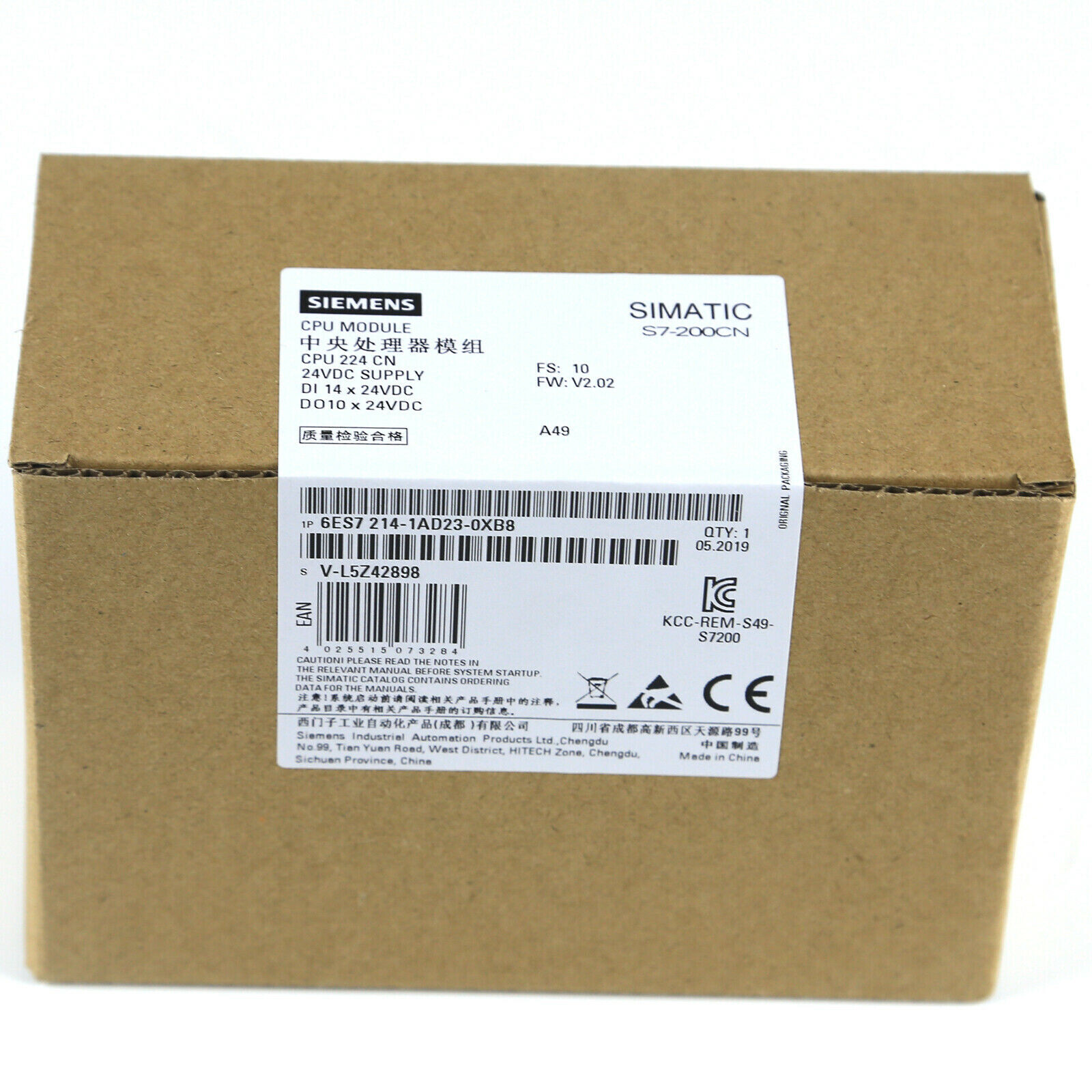 Siemens SIMATIC S7-200CN 6ES7 214-1AD23-0XB8 = 6ES7 214-1AD23-0XB0 New in Box